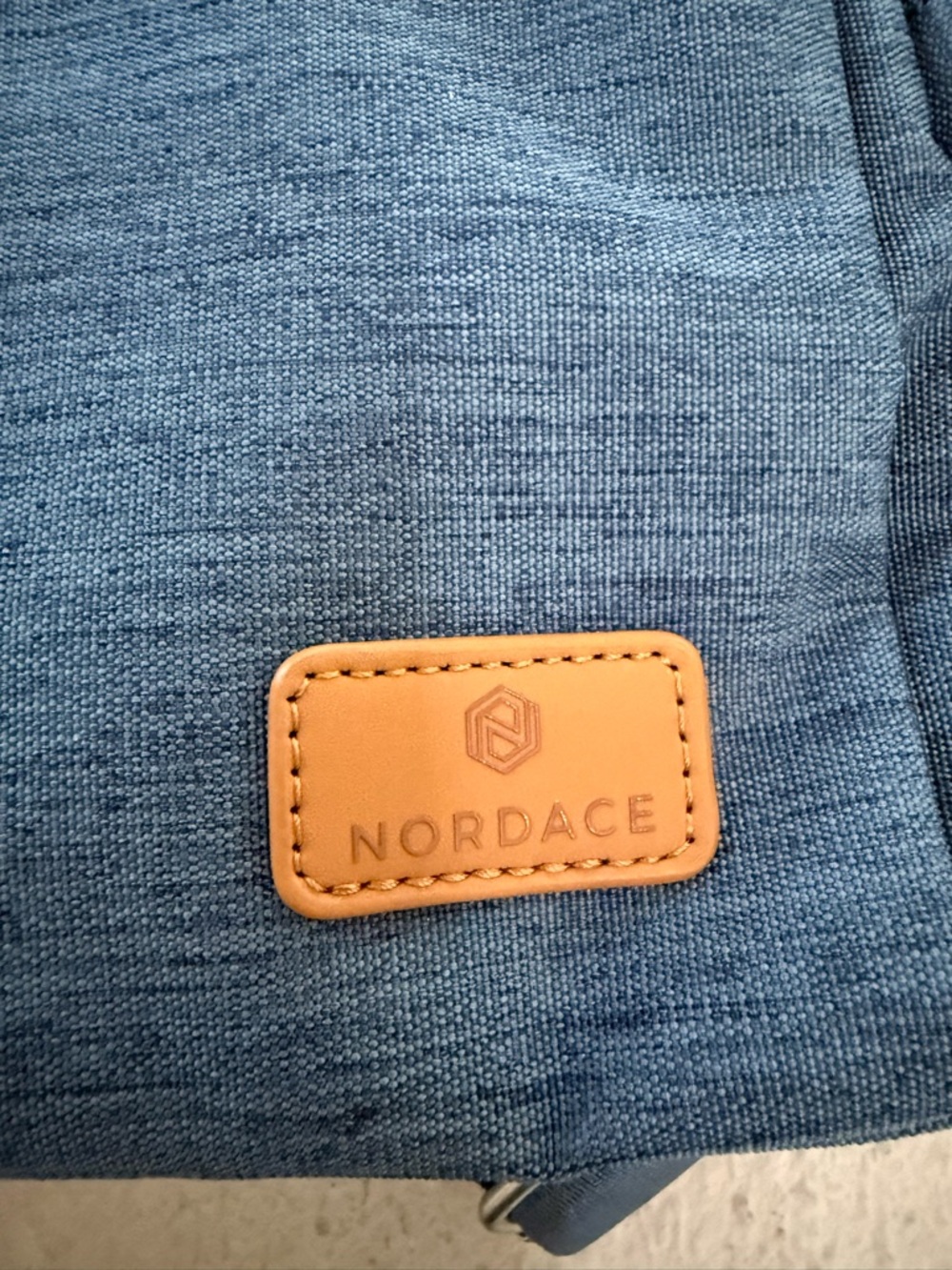 Casual Denim-Style Blue Belt Bag with Tan Accents - Picture 3 of 3